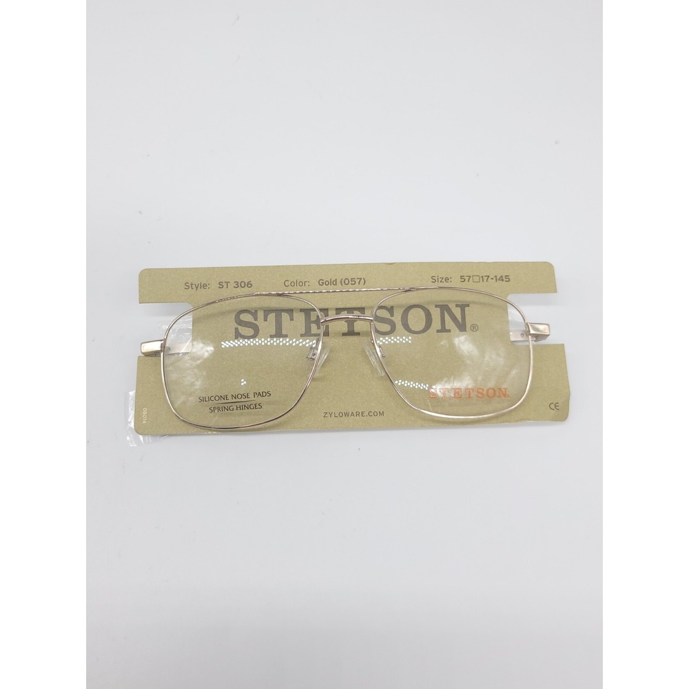 Stetson ST306 057 Gold Large Eyeglass Frame 57 17 145 NEW